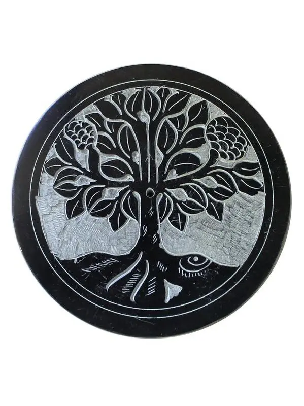 Coupelle porte encens metal gravé arbre de vie