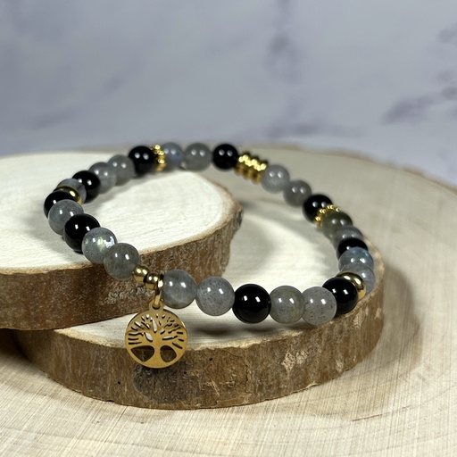 Bracelet protection labradorite tourmaline noire