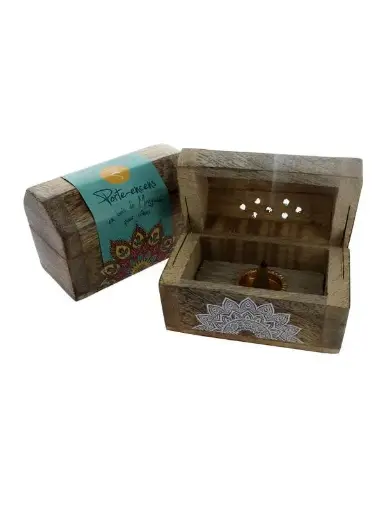 Coffret en Bois de Manguier pour encens en cônes - Ornement Mandala